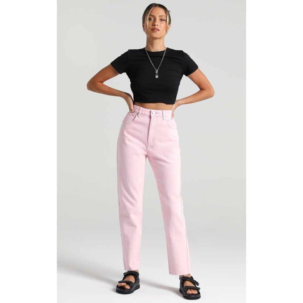 Abrand x Dyspnea A '94 High Slim Jeans in Pink NWT Size 26 Denim Feminine